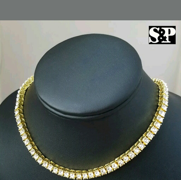 14K GOLD PLATED ICED OUT CHAIN - Picture 2 of 2