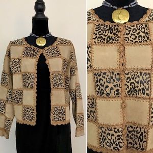 Vintage 80s Patchwork Leather Leopard SMH Jacket