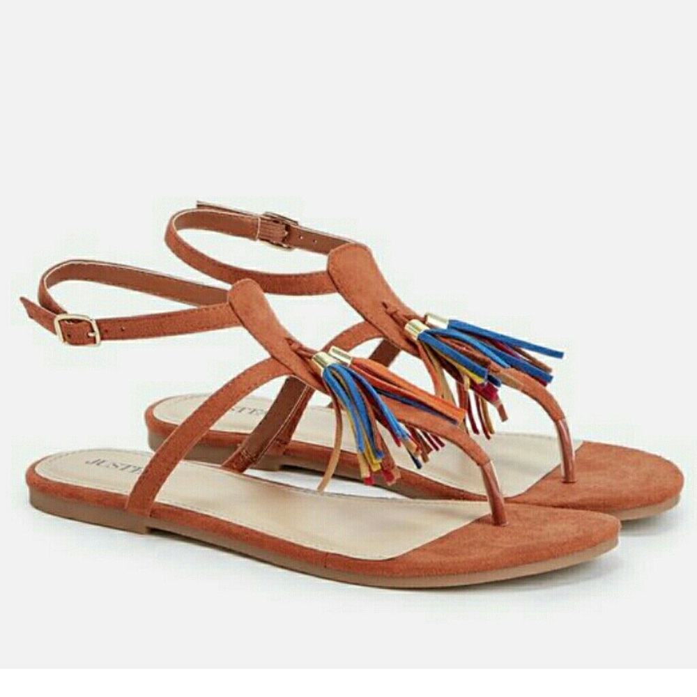 JustFab Cognac Carmencita Sandals