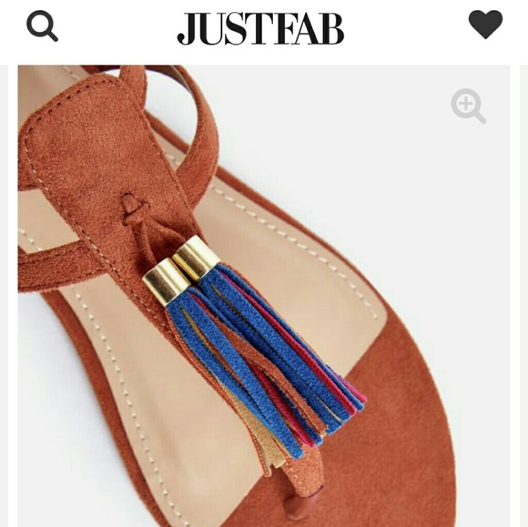 JustFab Cognac Carmencita Sandals - Picture 2 of 3