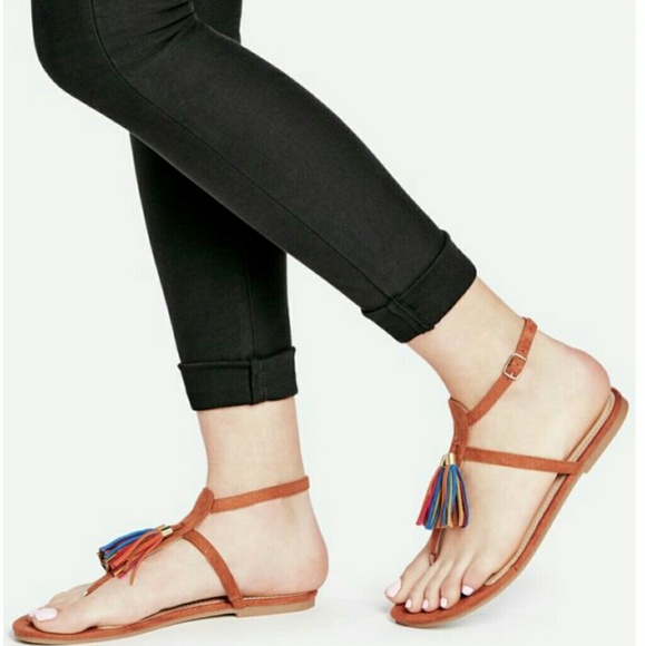 JustFab Cognac Carmencita Sandals - Picture 3 of 3