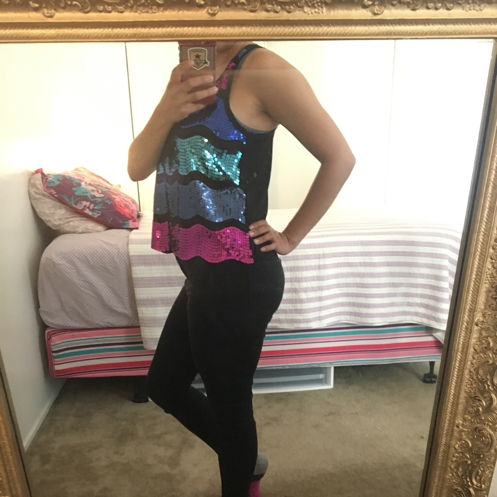Rainbow sequin top