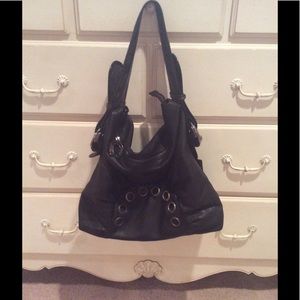 Black Leather Large Hobo Bag