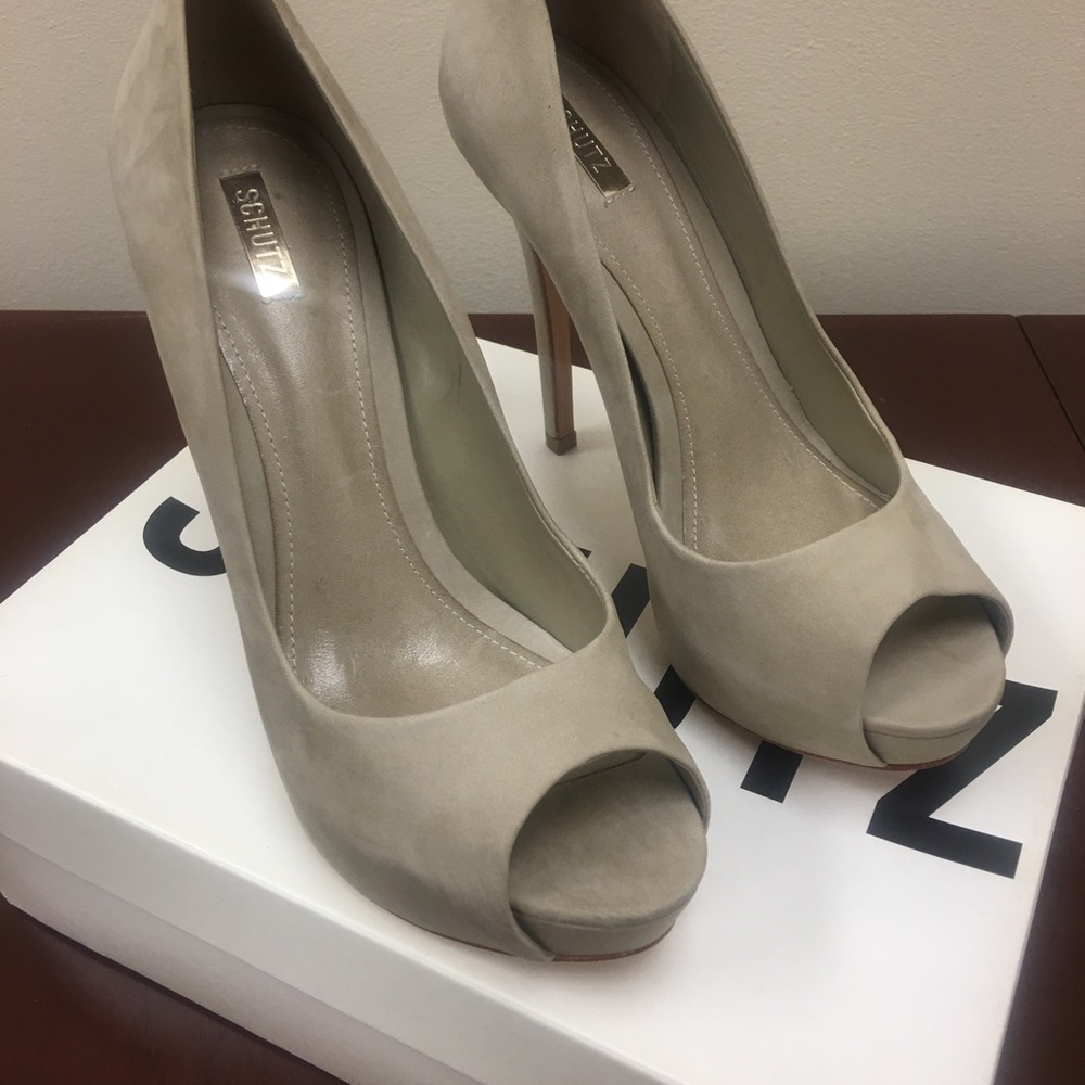 **SALE** NWT Schutz Sommer Suede Peep Toe Platform