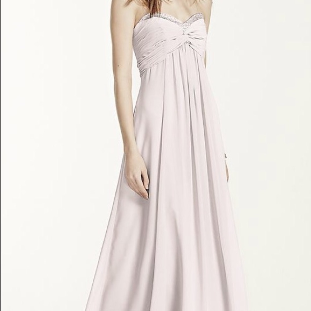 Blush bridesmaids dress by David's Bridal