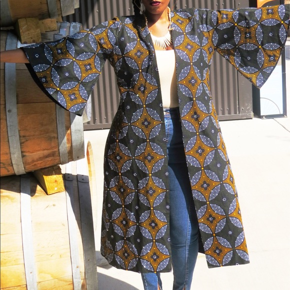 African print thick lining jacket Dashiki style - Picture 2 of 5