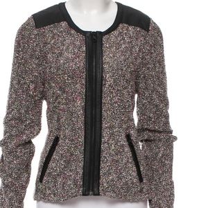 Leather trimmed Bouclé Jacket.