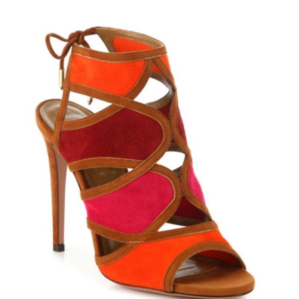 Aquazurra vika suede multicolor sandals