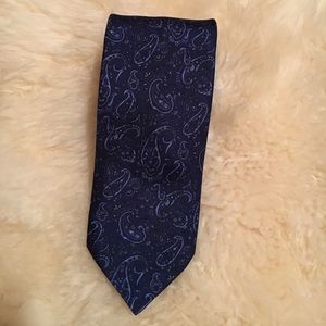 BRIONI Silk Blue Paisley Necktie XL Made in Italy