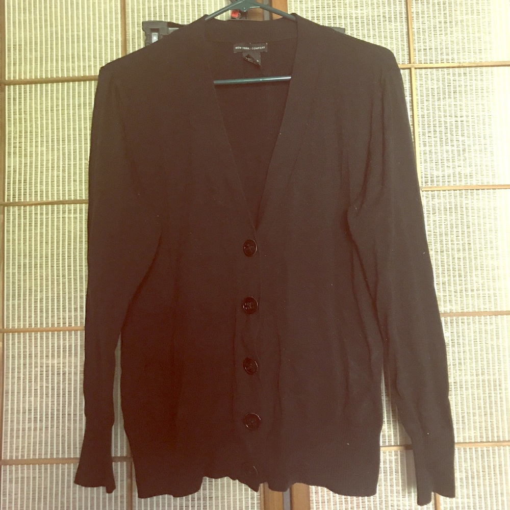New York and company long black sweater cardigan