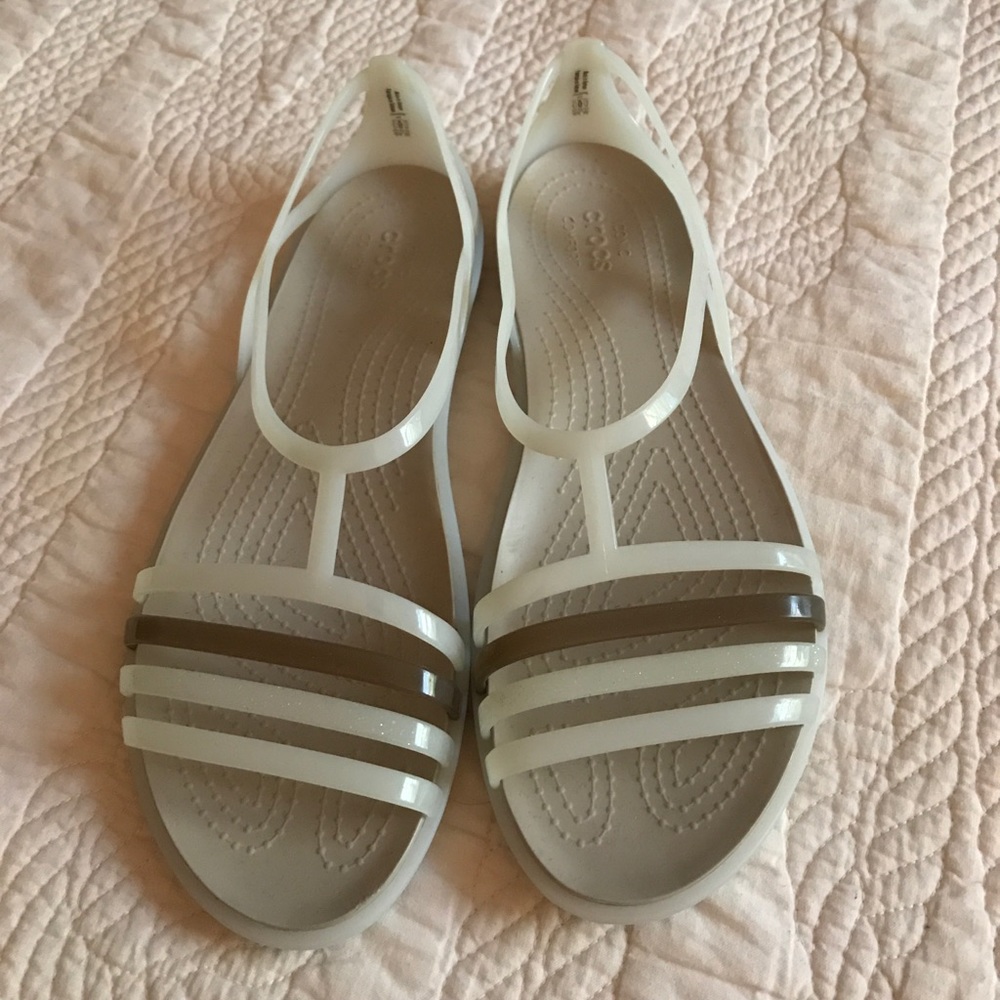 Crocs slip on sandals! Size 8 w. Great condition!!