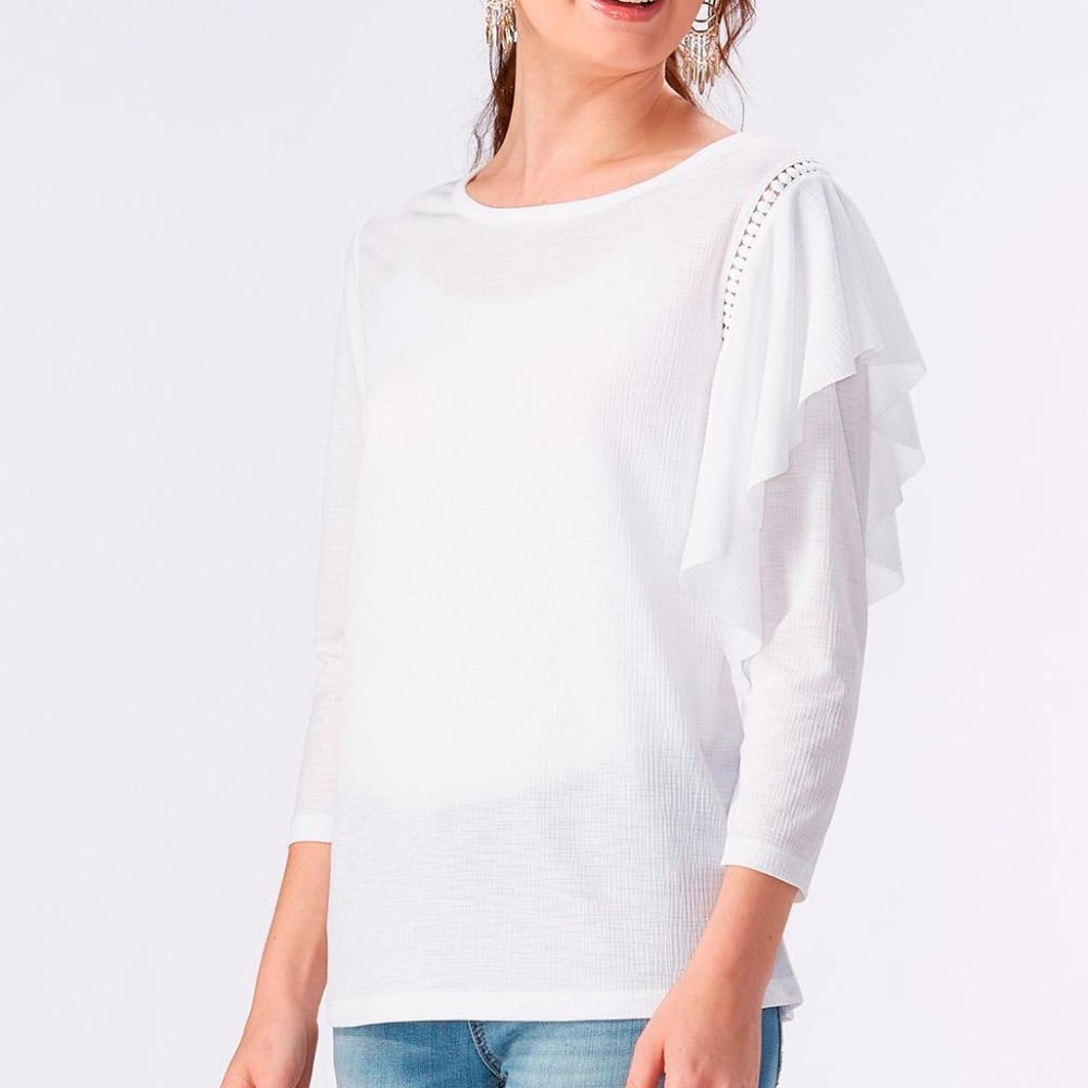 NWT Cato Ruffle Shoulder Gauze Top M, L, XL