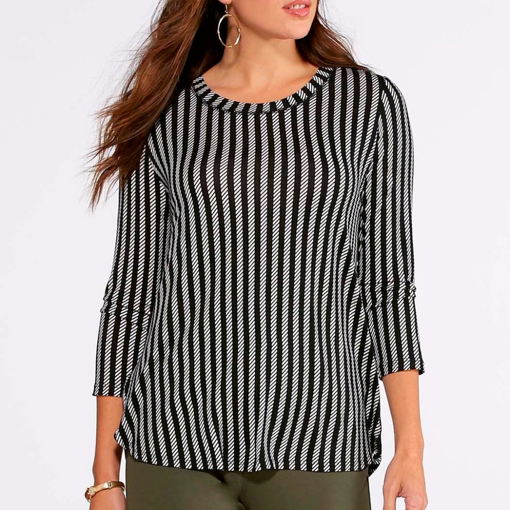 NWT Cato Mixed Stripe Scoop Neck Top