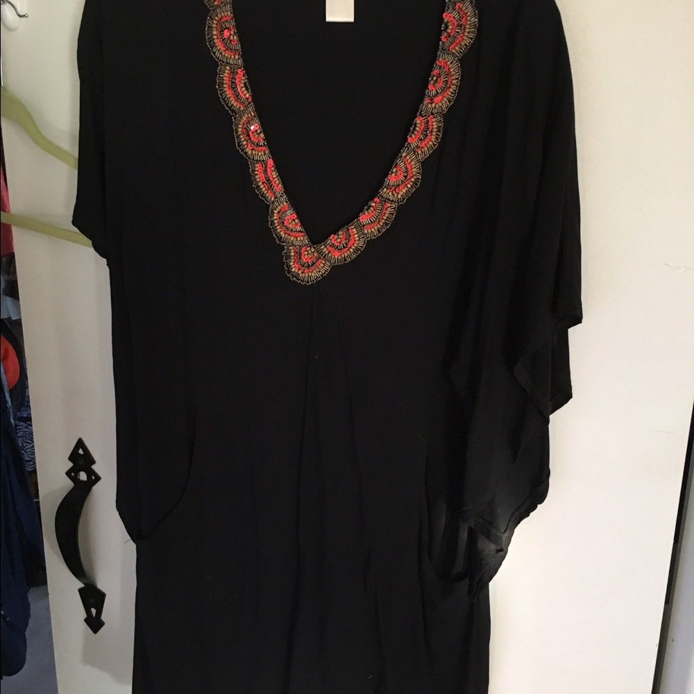 Beautiful black Tunic with beading around neckline