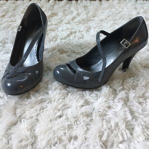 Grey Buckle Heels