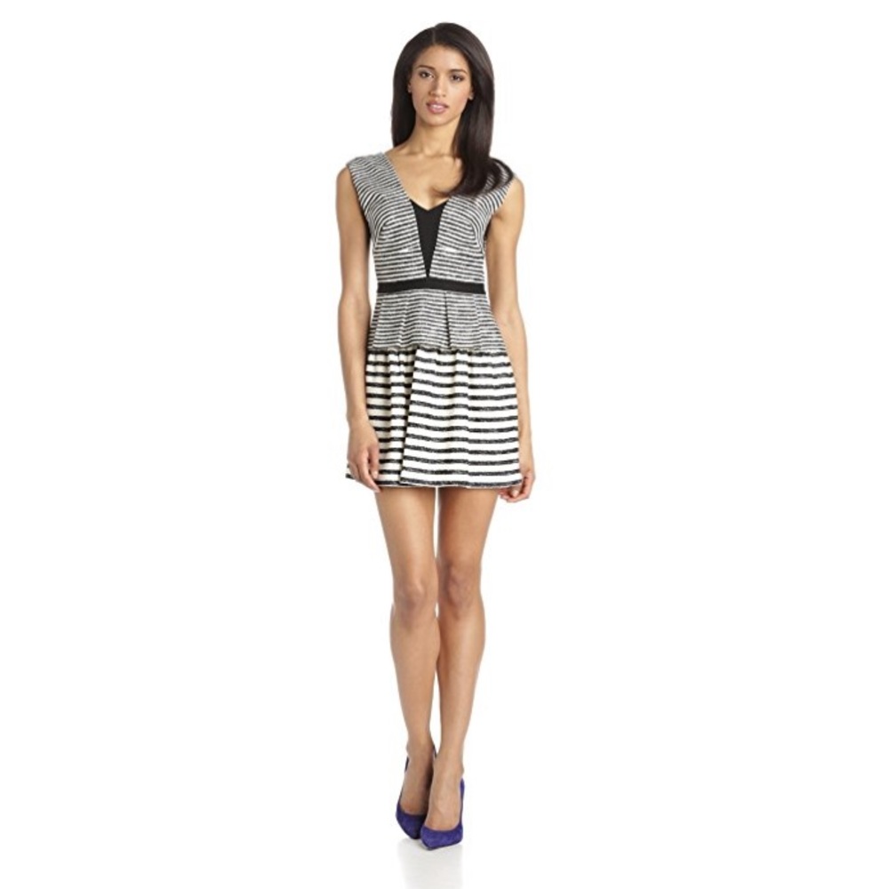BCBGMAXAZRIA Piper Striped Peplum Dress