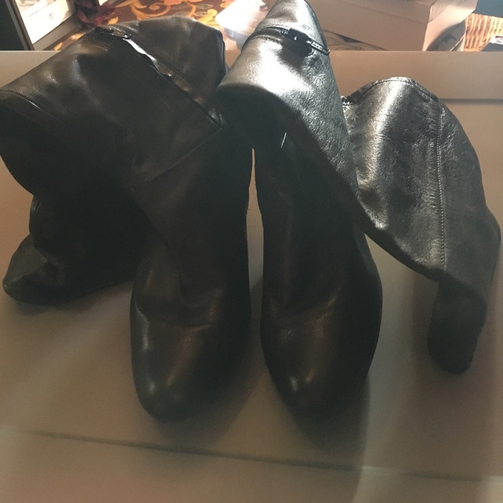 Black leather 3” heel boot