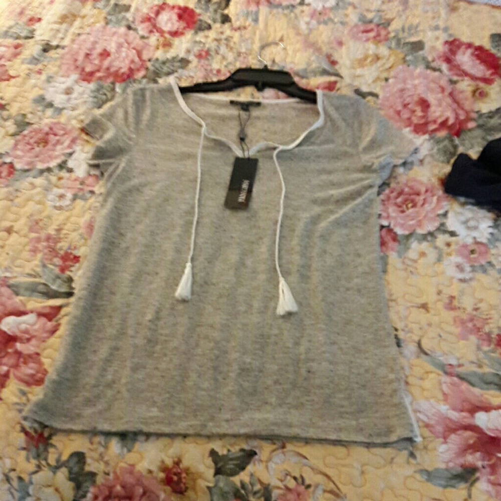 For Cynthia Heather grey top with tie front