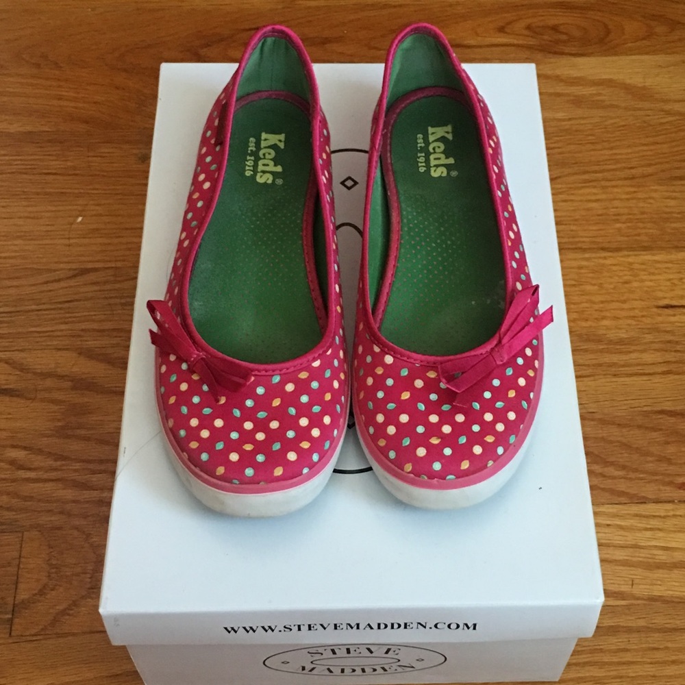 Pink Keds slip on sneakers