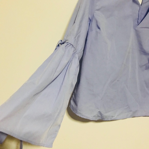 Blue Shirt With Long Bell Sleeves - Picture 2 of 3