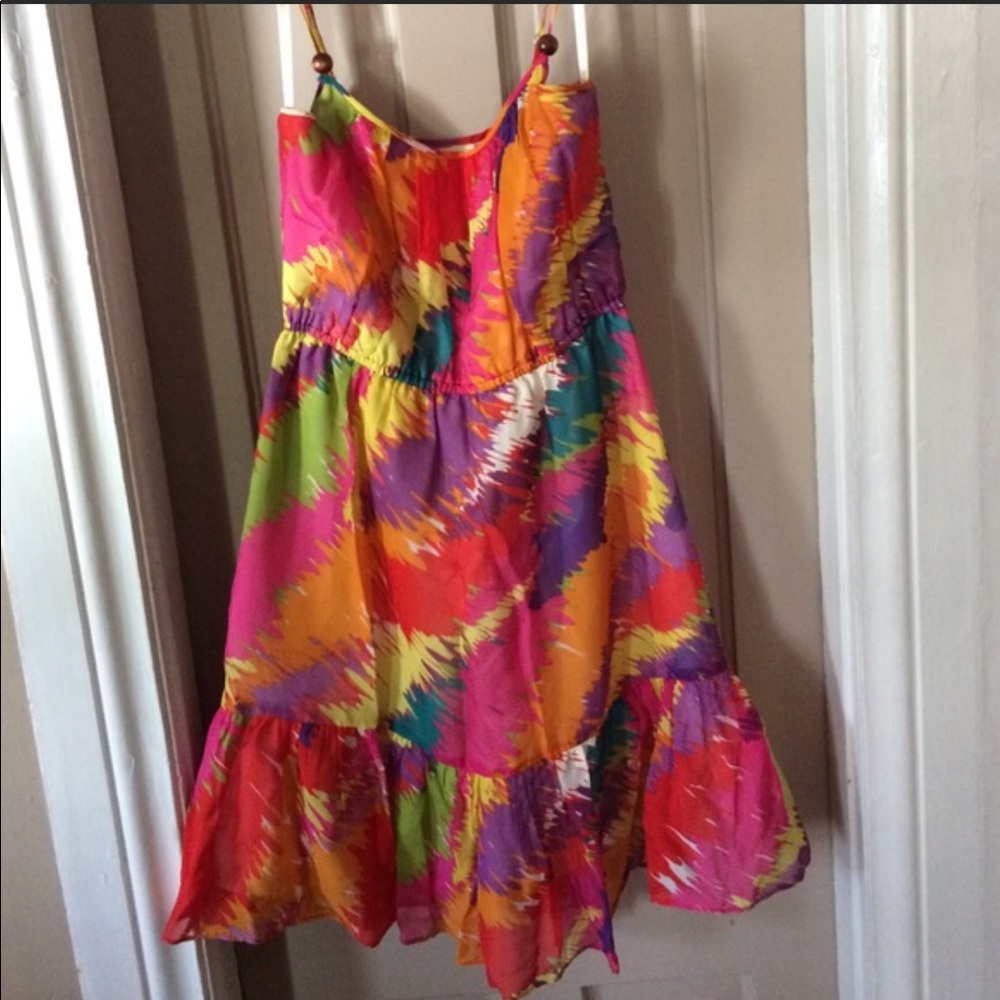 Shoshanna Milti-color Silk Ruffle Skirt dress sz 8
