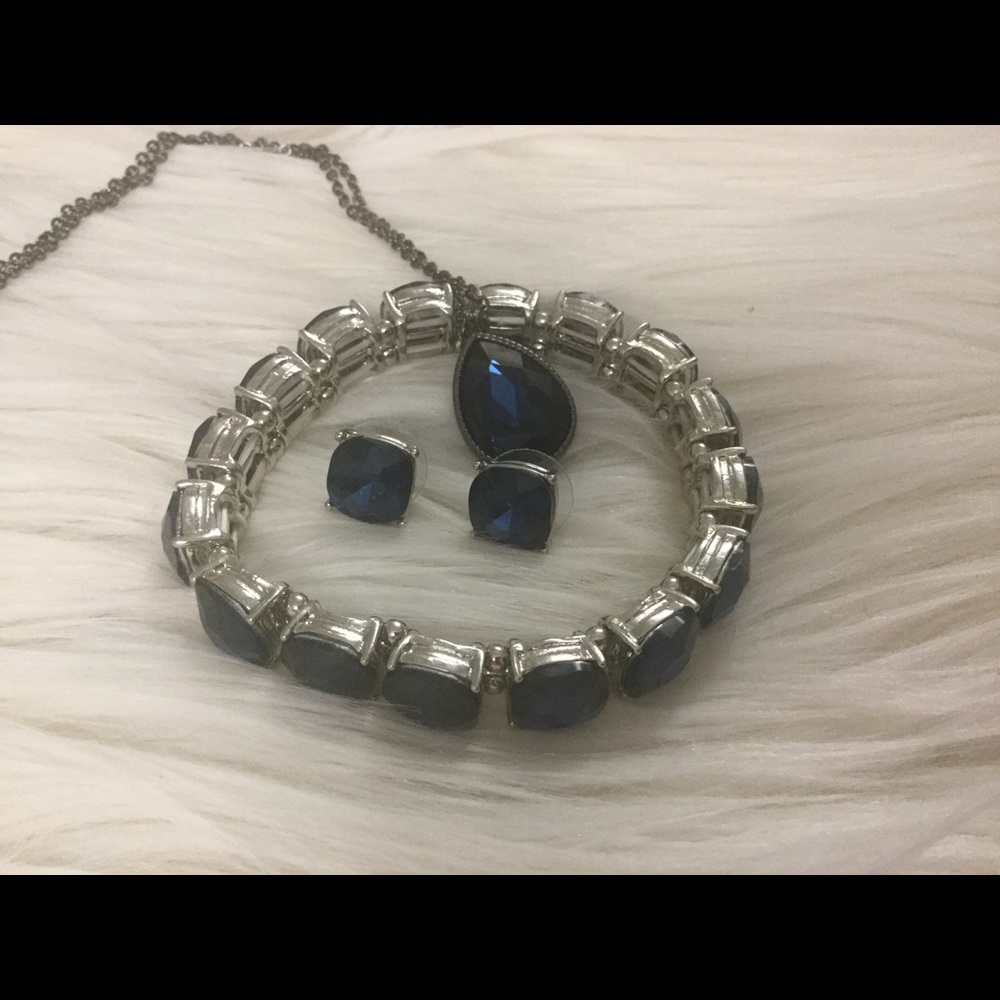 David's Bridal Faux Sapphire Jewelry Set