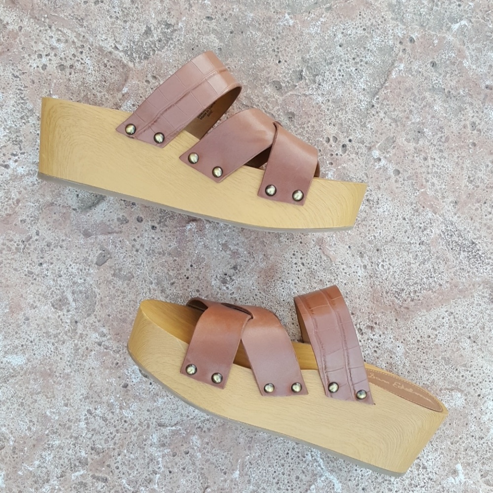 Sam Edelman Leather Wood Platform Wedges 10 40 - Picture 3 of 8