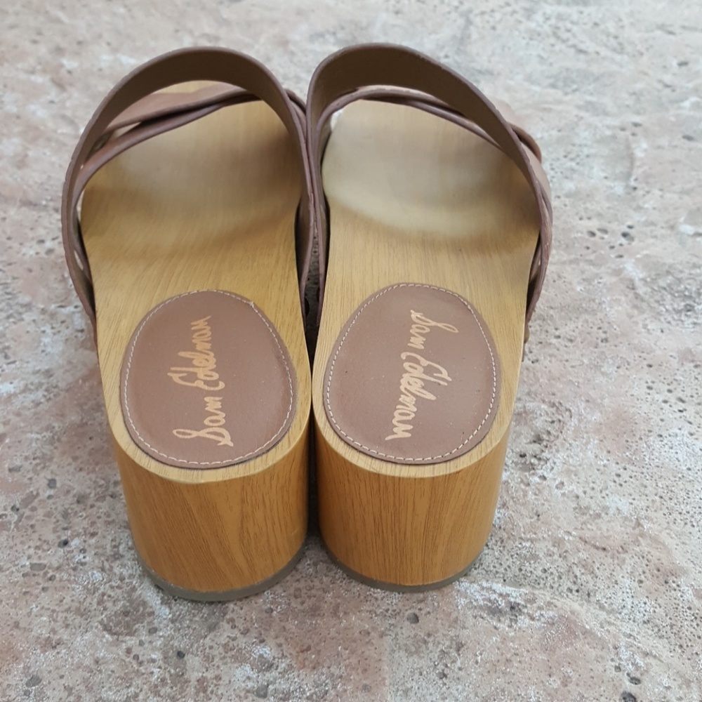 Sam Edelman Leather Wood Platform Wedges 10 40 - Picture 5 of 8