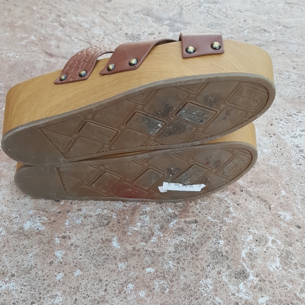 Sam Edelman Leather Wood Platform Wedges 10 40 - Picture 8 of 8