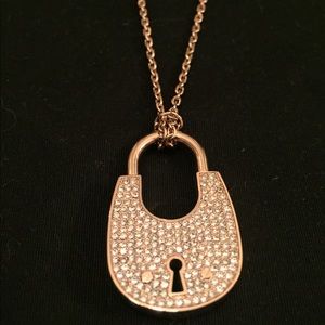 Michael Kors rose gold crystal padlock necklace