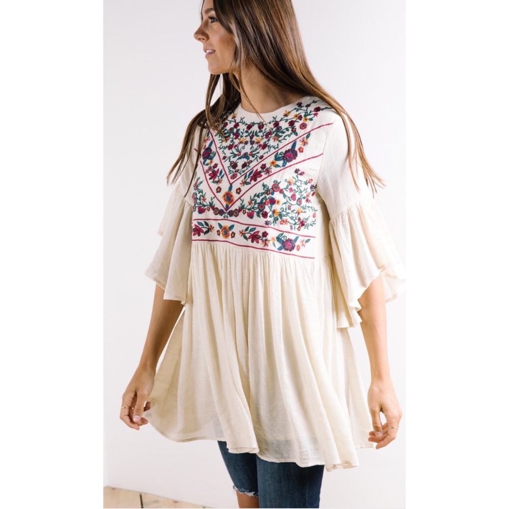 Piper and Scoot Monica Embroidered Tunic Blouse