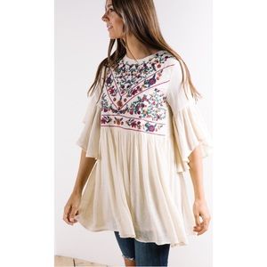 Piper and Scoot Monica Embroidered Tunic Blouse
