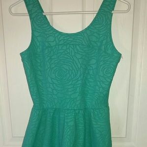 Green, Rose pattern, dress