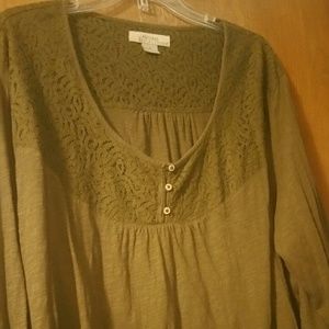 3x Natural Reflections Olive Slub Knit Tunic
