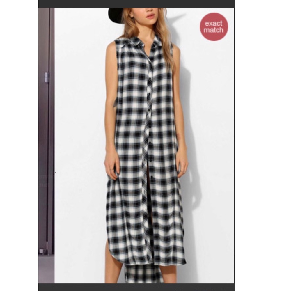 BDG sleeveless plaid shirt dress
