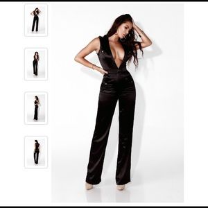 Black satin jumpsuit - NWT