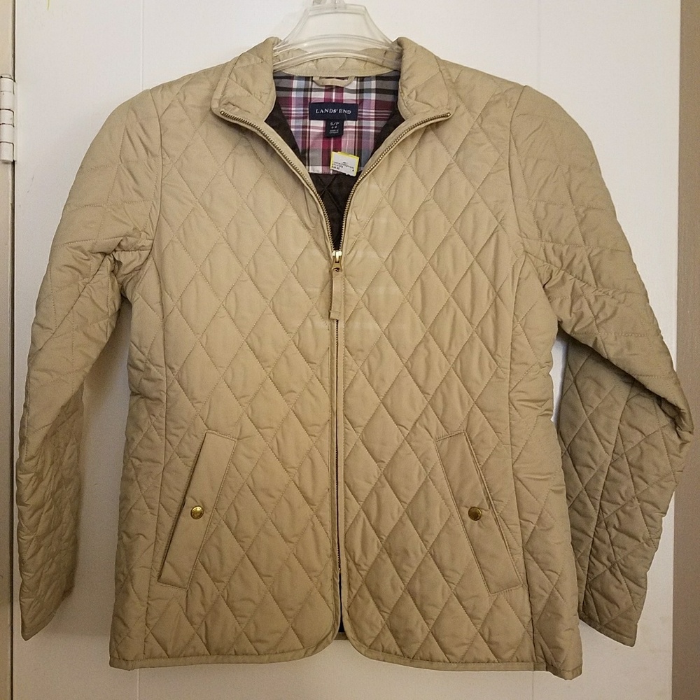 Lands End Beige PrimaLoft Coat women's