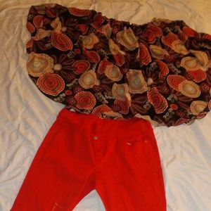 Sheer. Top and matching. Jeans