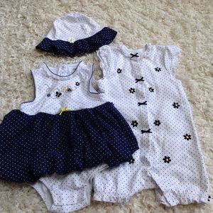 Little Me matching Romper, dress and hat set 24m