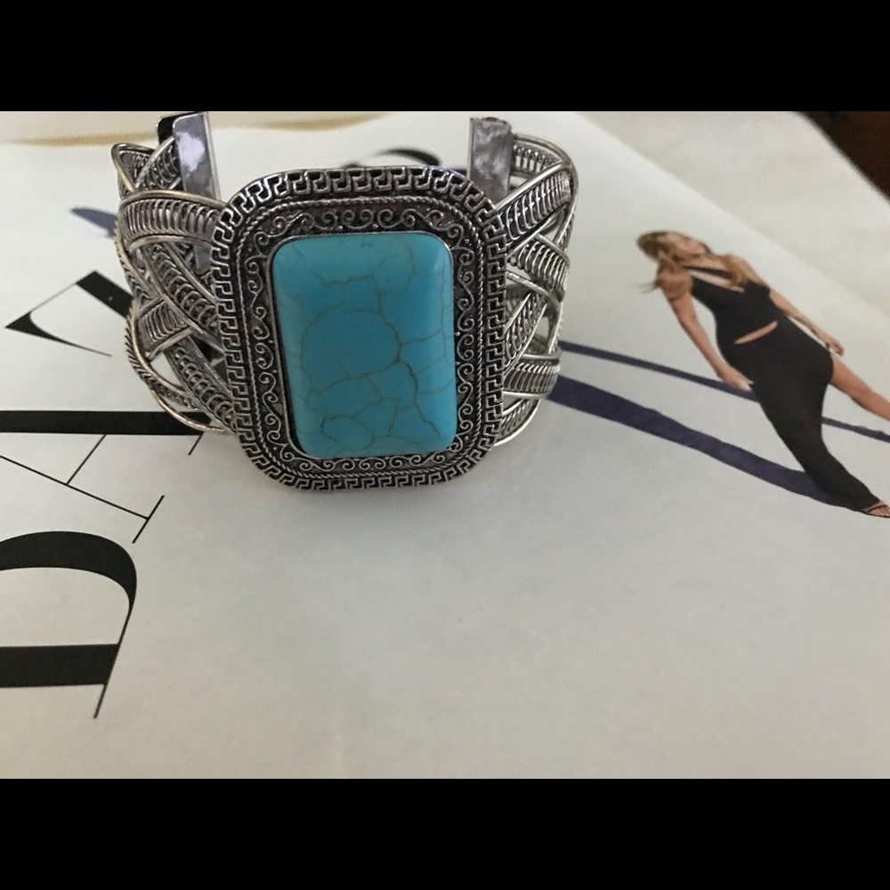Tibetan Silver & Turquoise Cuff Bracelet
