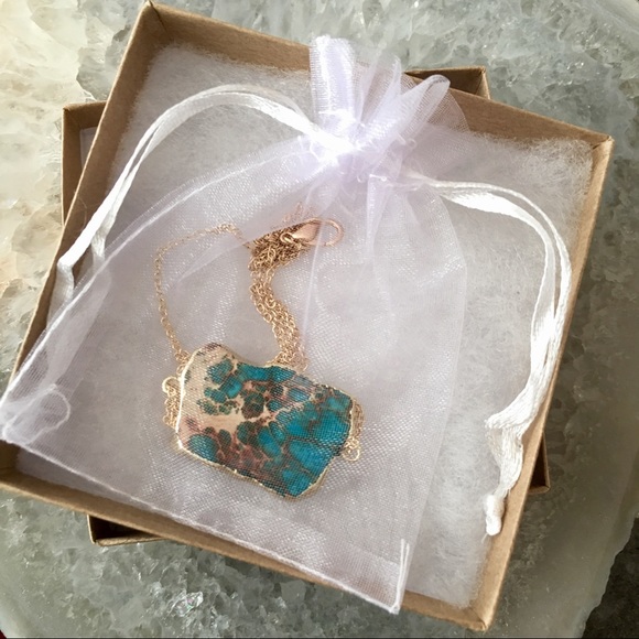 Raw Jasper Natural Stone 18K Gold Dainty Necklace - Picture 6 of 6