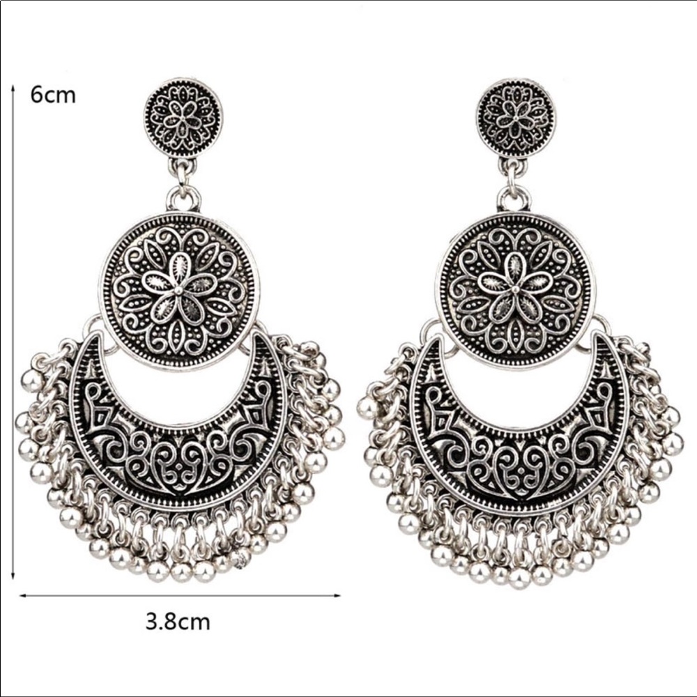 Mythic Antique Silver Carved Moon Tibetan Boho NWT - Picture 4 of 7