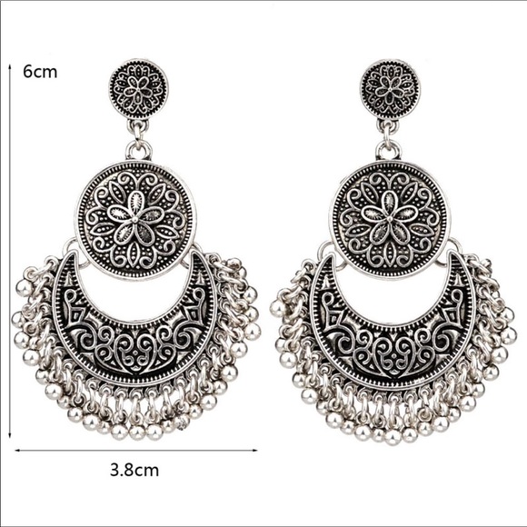 Mythic Antique Silver Carved Moon Tibetan Boho NWT - Picture 4 of 7