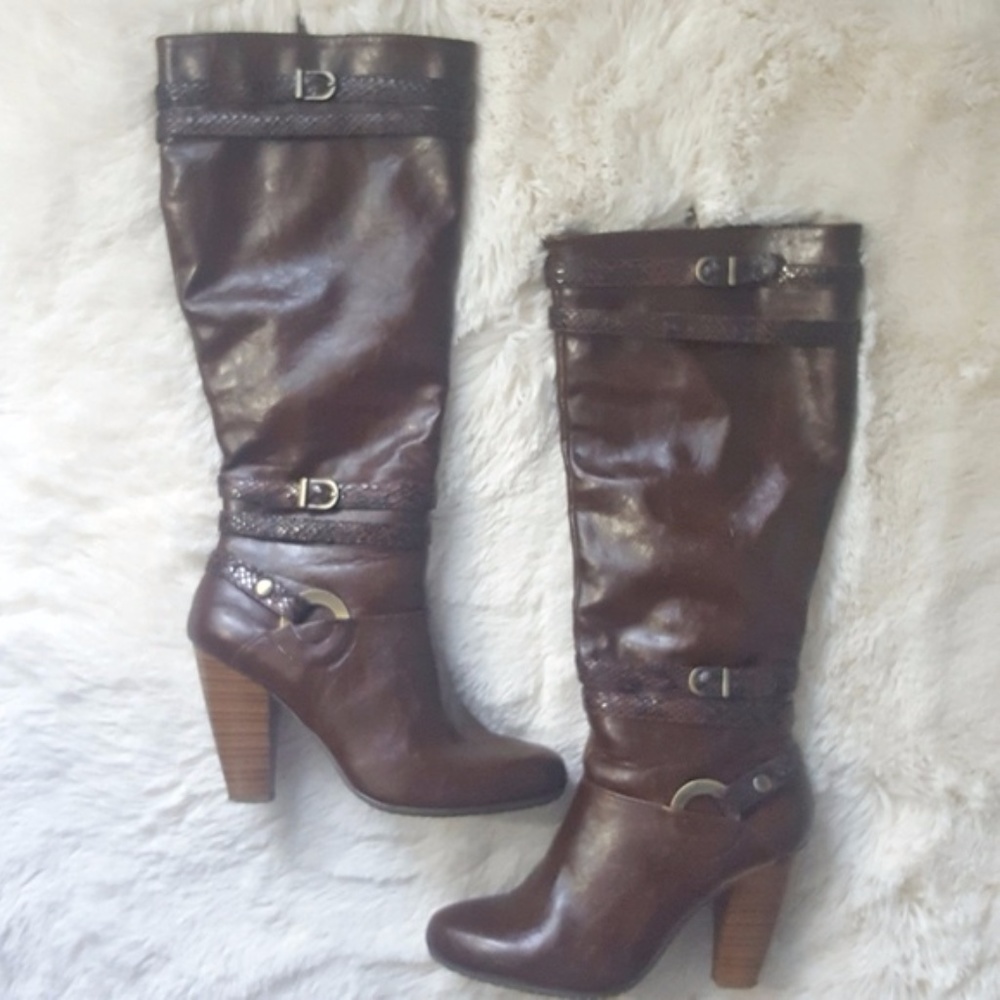 Bass Bordeaux Faux Leather Heeled Boots