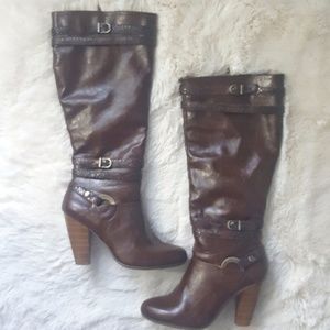 Bass Bordeaux Faux Leather Heeled Boots