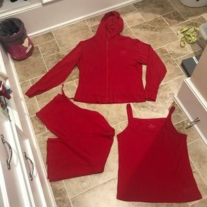 Victoria's Secret Red 3pc lounge sleep outfit suit