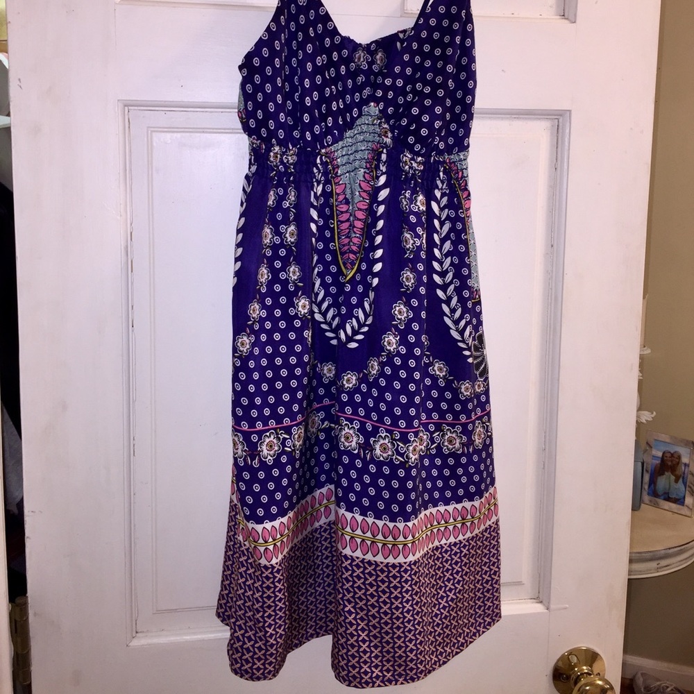 Navy and pink patterned sun dress