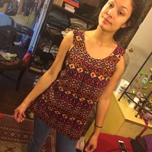 AZTEC sharkbite Blouse BOHO AF Size L Tribal