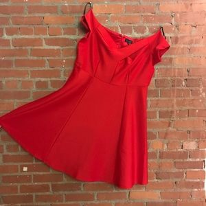 Bardot Style Red Dress