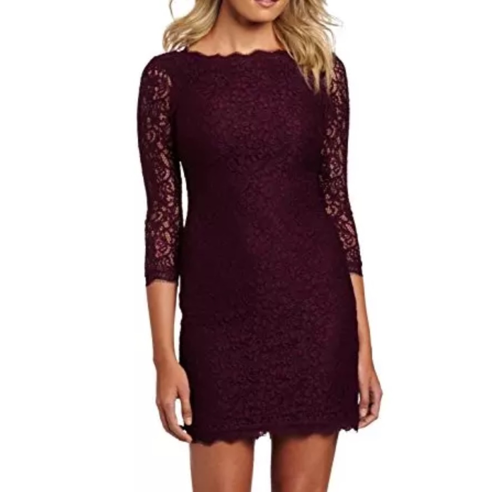 Adrianna Papell Burgundy Lace Sheath Dress